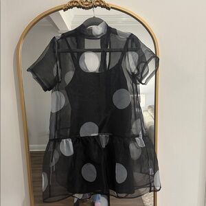 TCEC Black Sheer Dress with White Dots